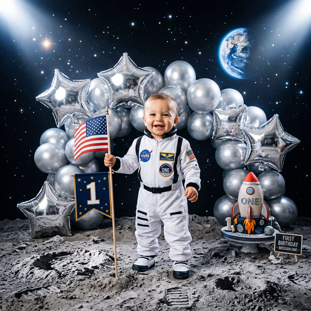 Astronaut Moon Landing First Birthday example