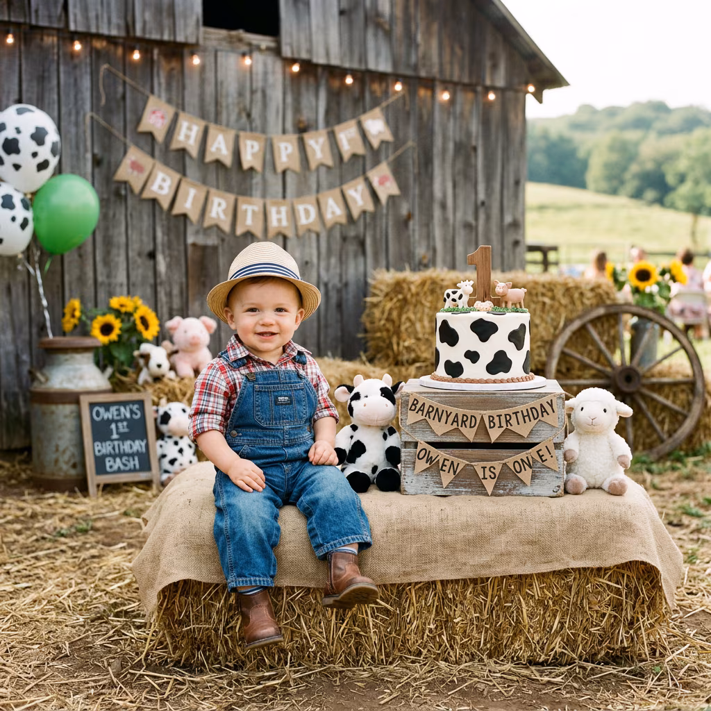Rustic Farmyard Animal Birthday Party example