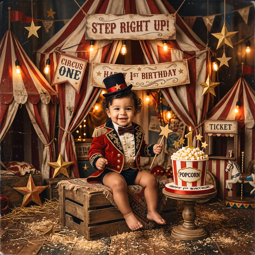 Vintage Circus Baby Boy Portrait example