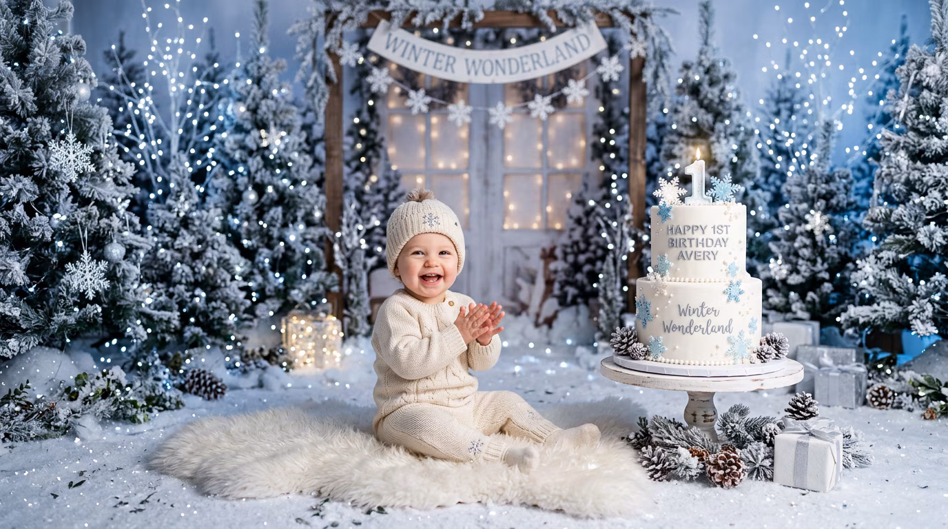 Winter Wonderland Baby Birthday Party example