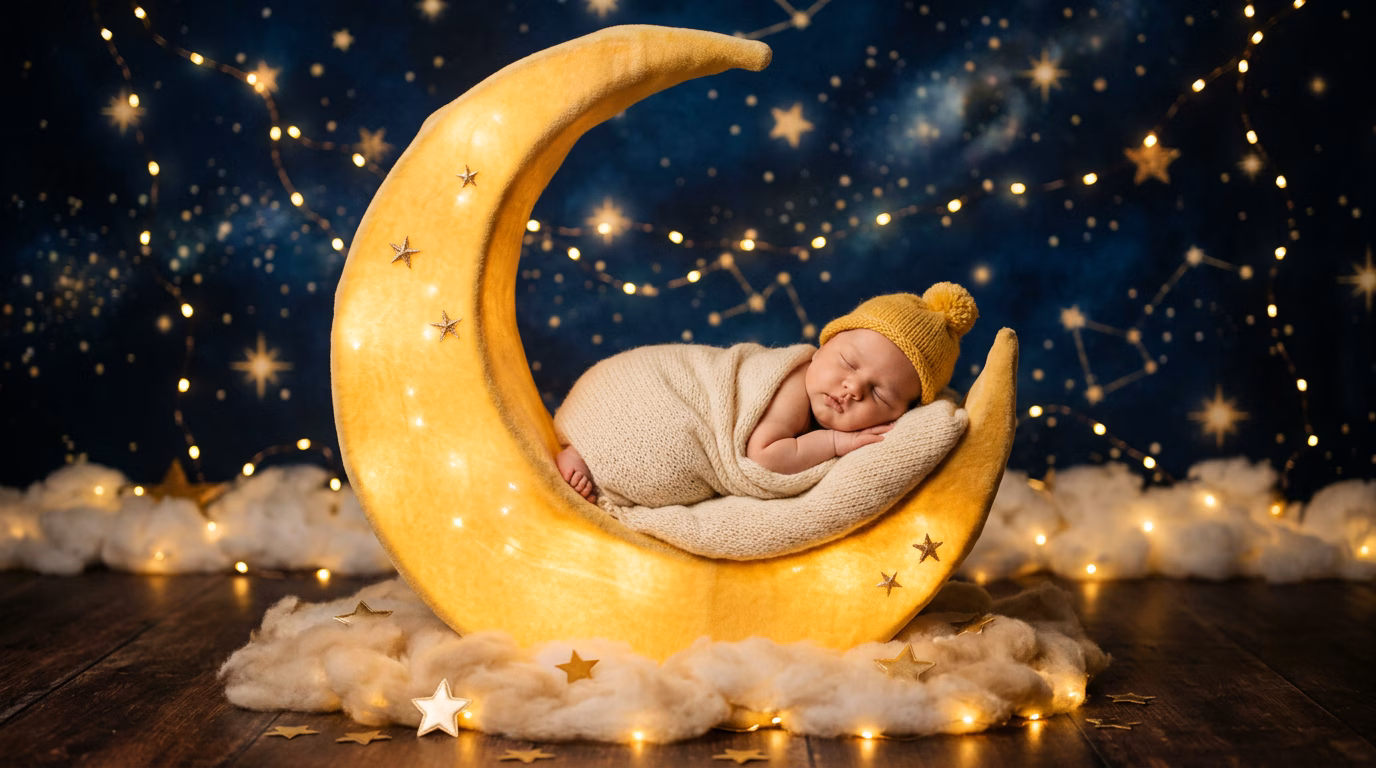 Baby Resting on Crescent Moon Prop example