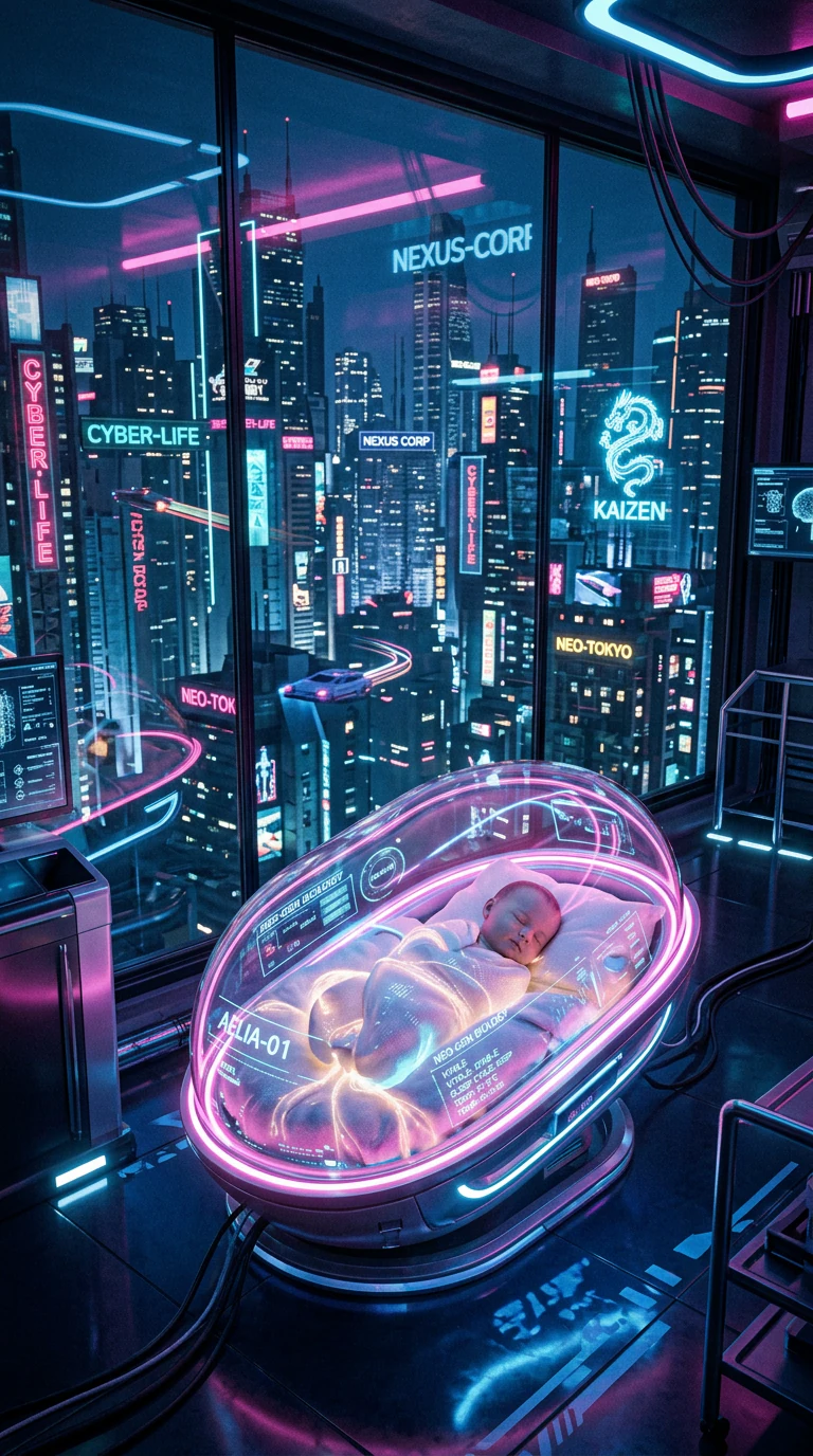 Futuristic Cyberpunk Sci-Fi Baby Pod example