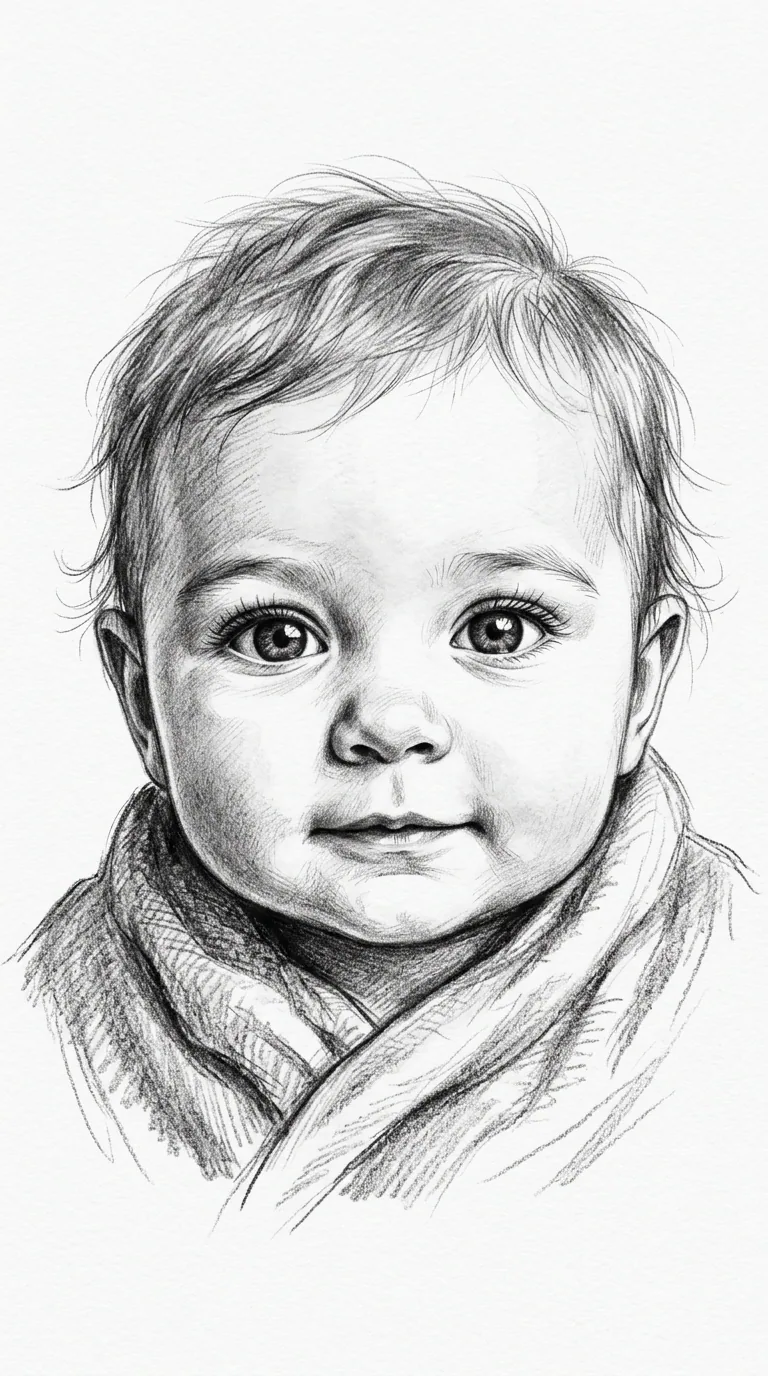 Minimalist Black and White Baby Sketch example