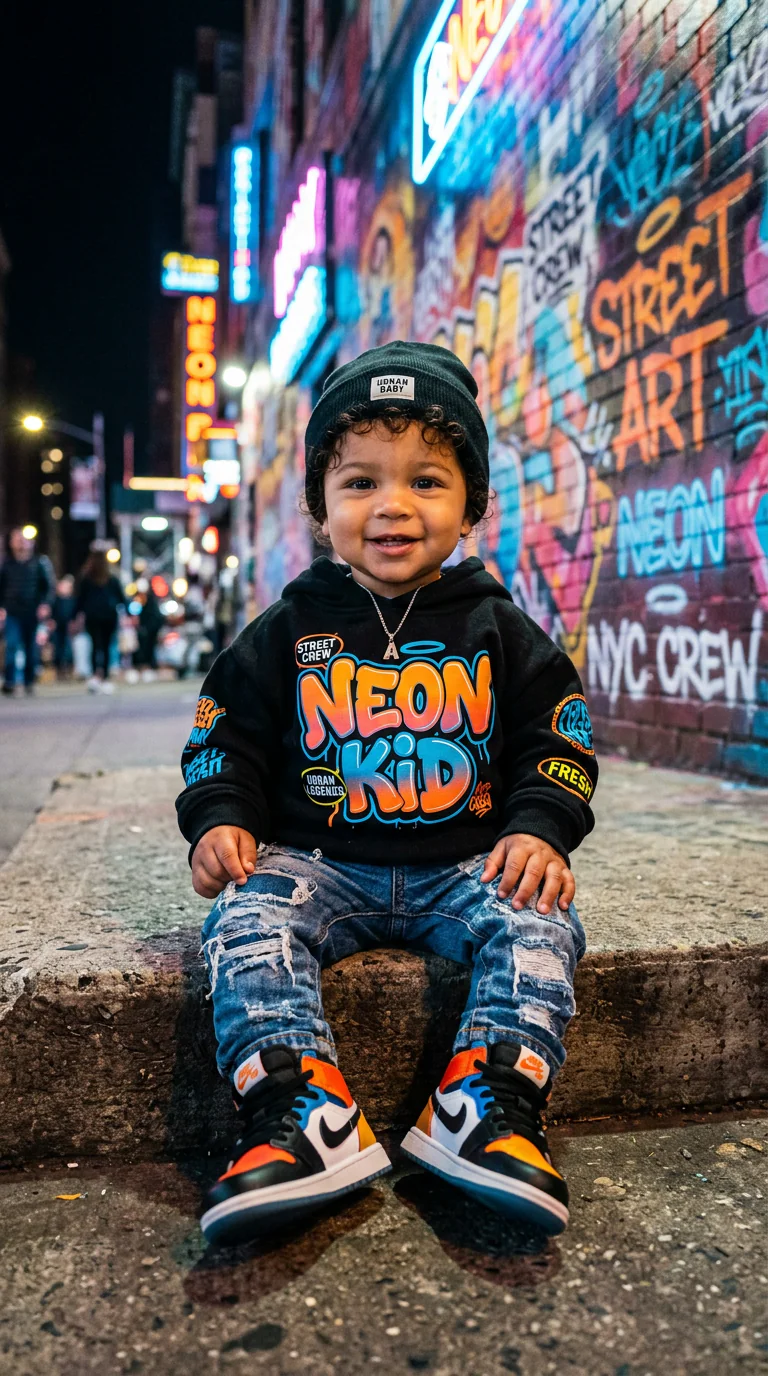 Trendy Streetwear Baby with Sneakers example
