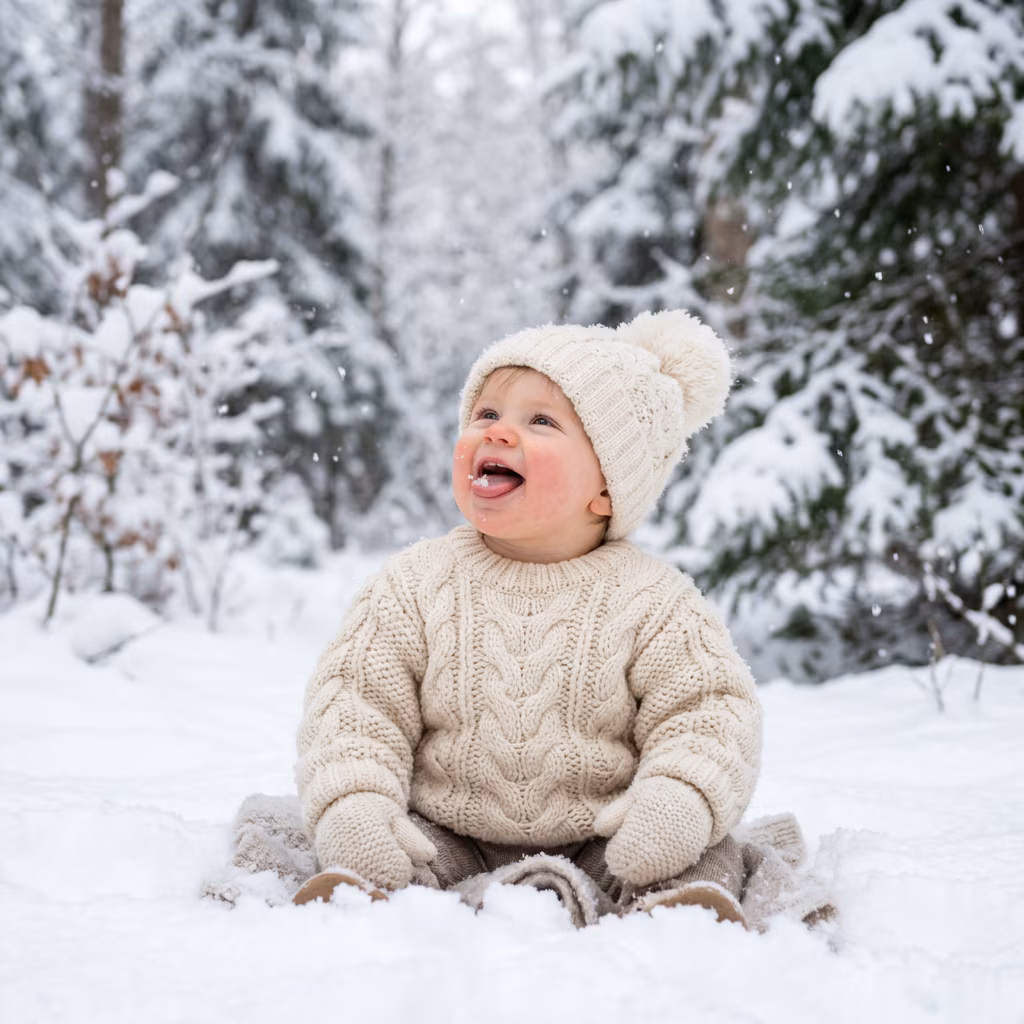 Winter Wonderland Baby Catching Snowflakes example