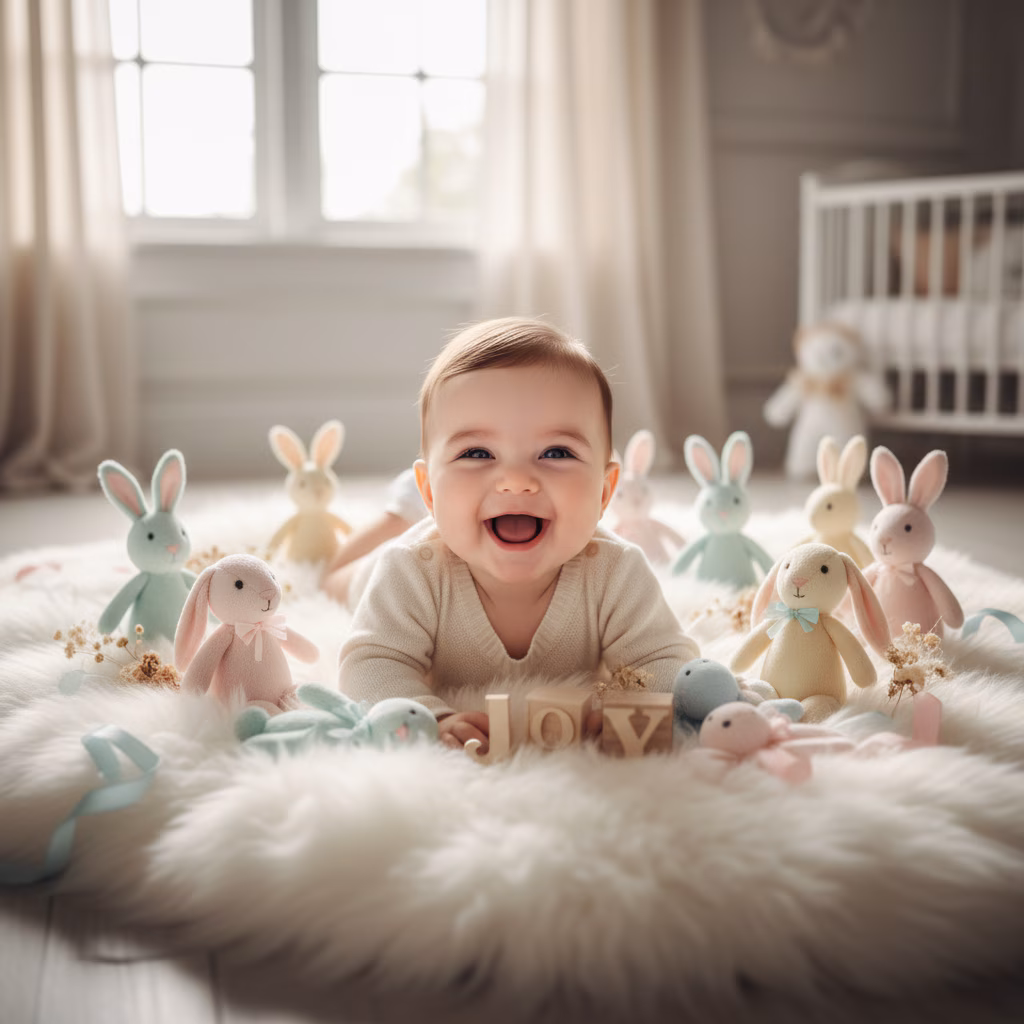 Baby with Bunny Plush Toys example