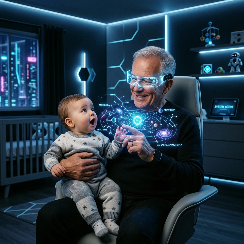 Grandfather Showing Holographic Star Map example