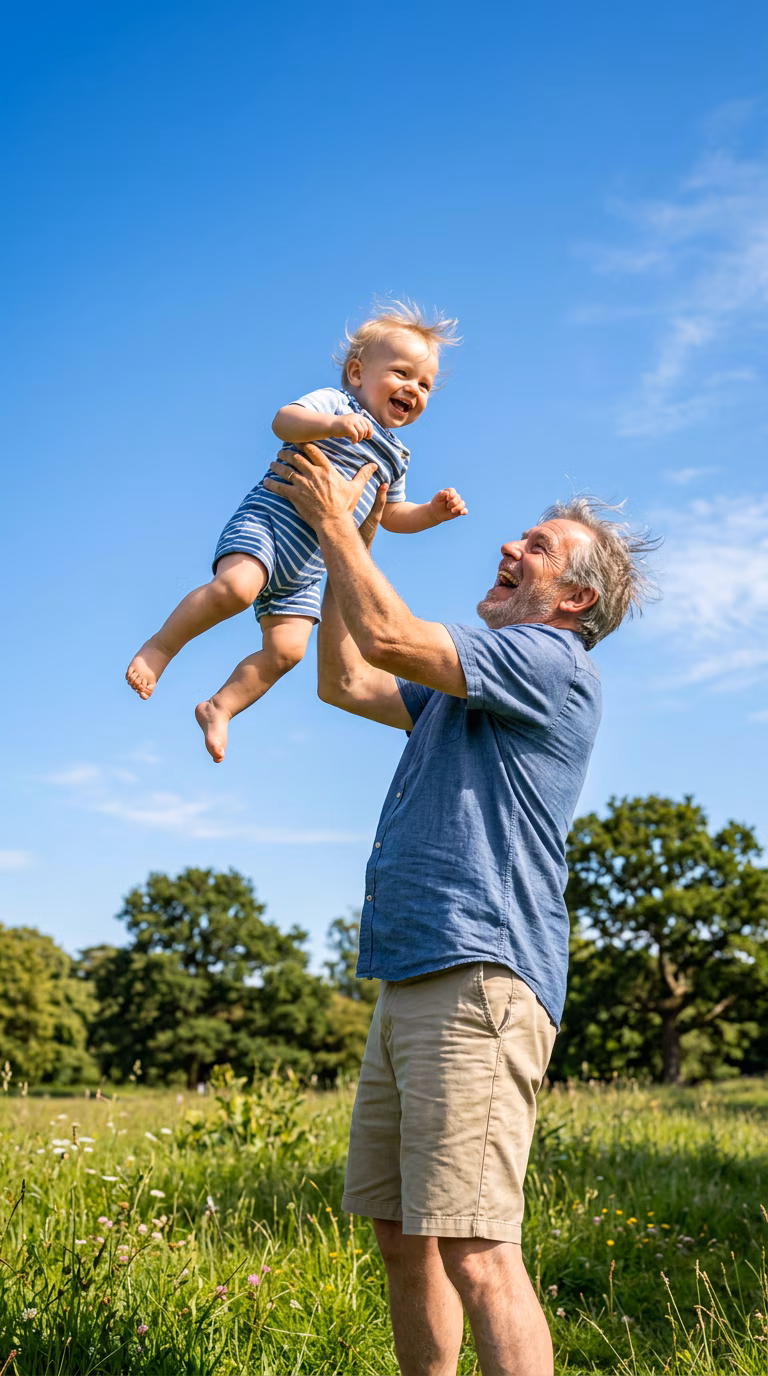 Grandfather Lifting Baby Grandson example