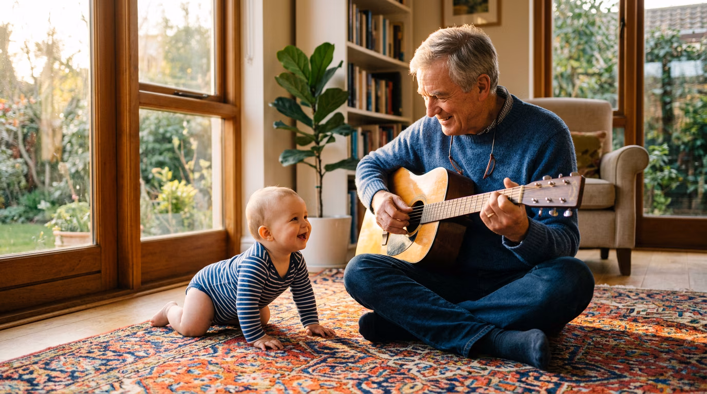 Grandfather Playing Guitar for Baby example