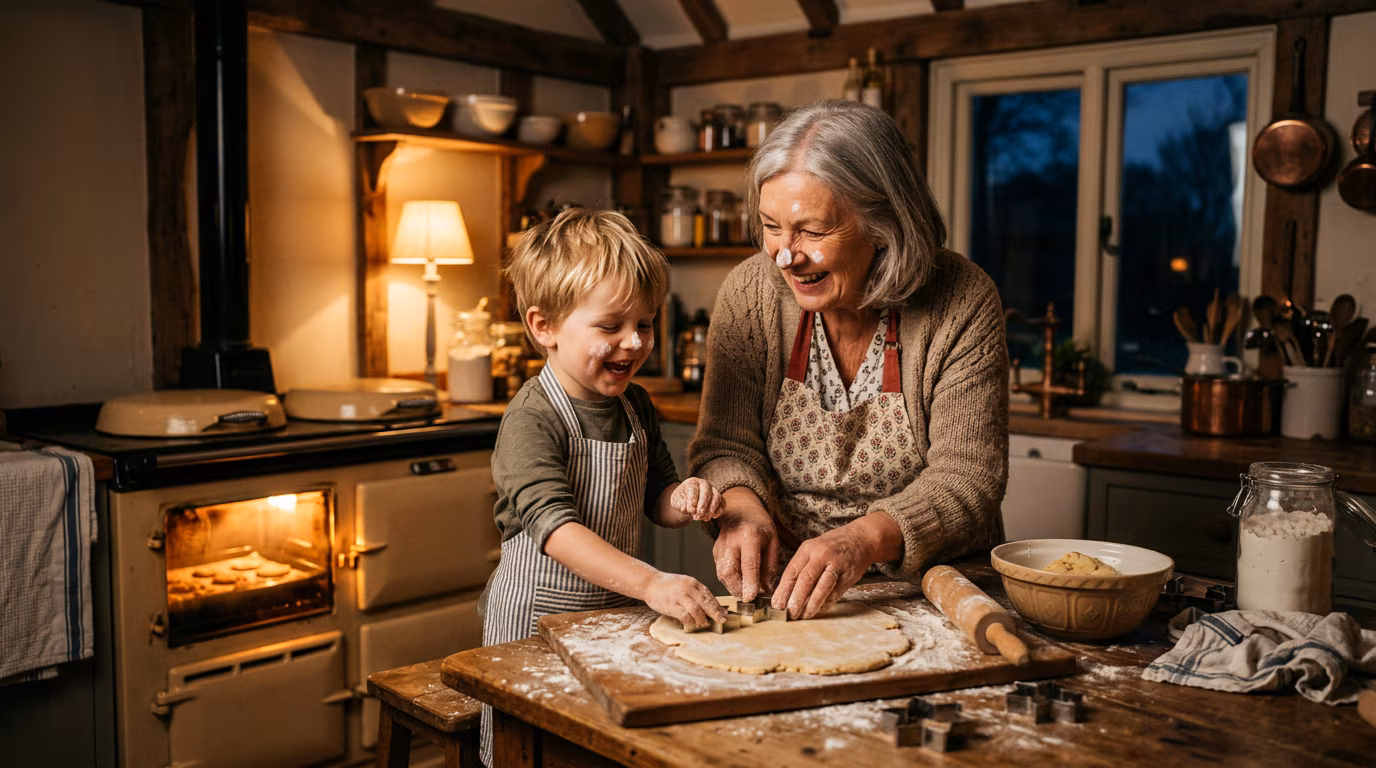 Grandmother and Grandson Baking Cookies example