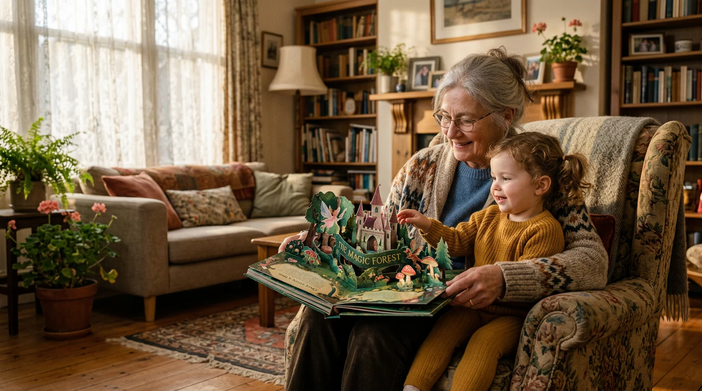 Grandmother Reading to Granddaughter prompt preview
