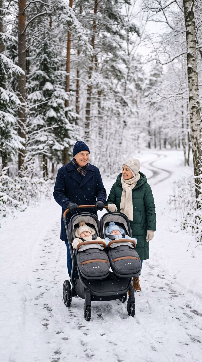 Grandparents Strolling with Baby Twins example