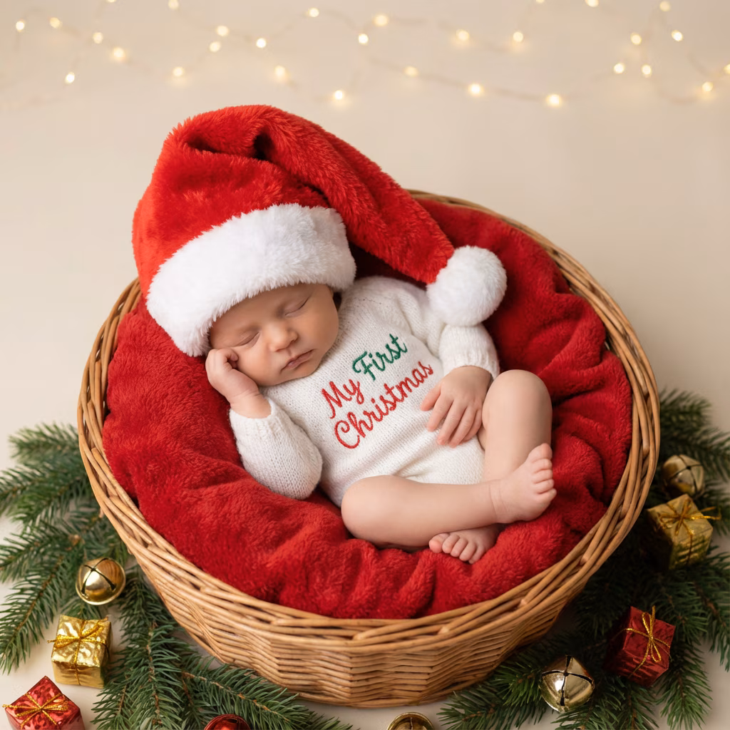 Christmas Baby Newborn Prompt Gemini - Classic Santa Hat Sleeping example