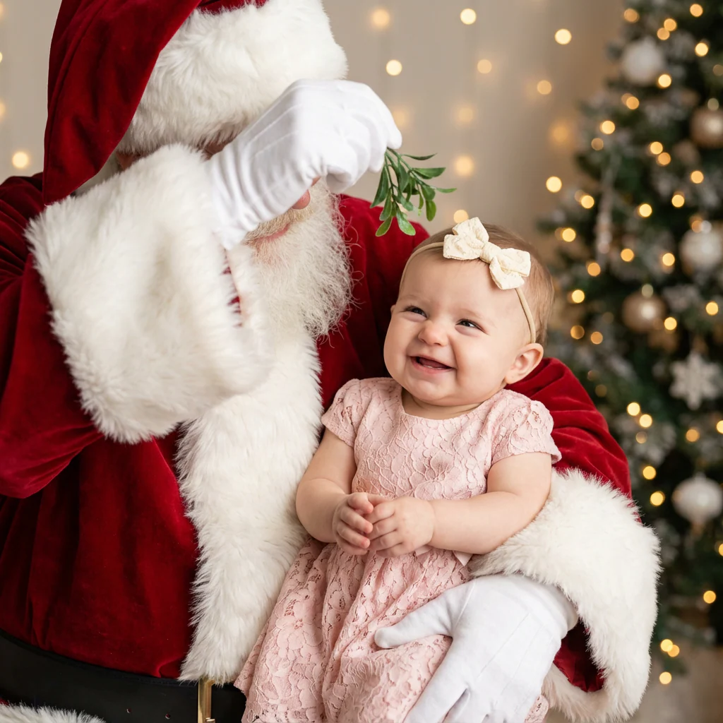 Christmas Baby Portrait Gemini AI - Mistletoe Moment with Santa example
