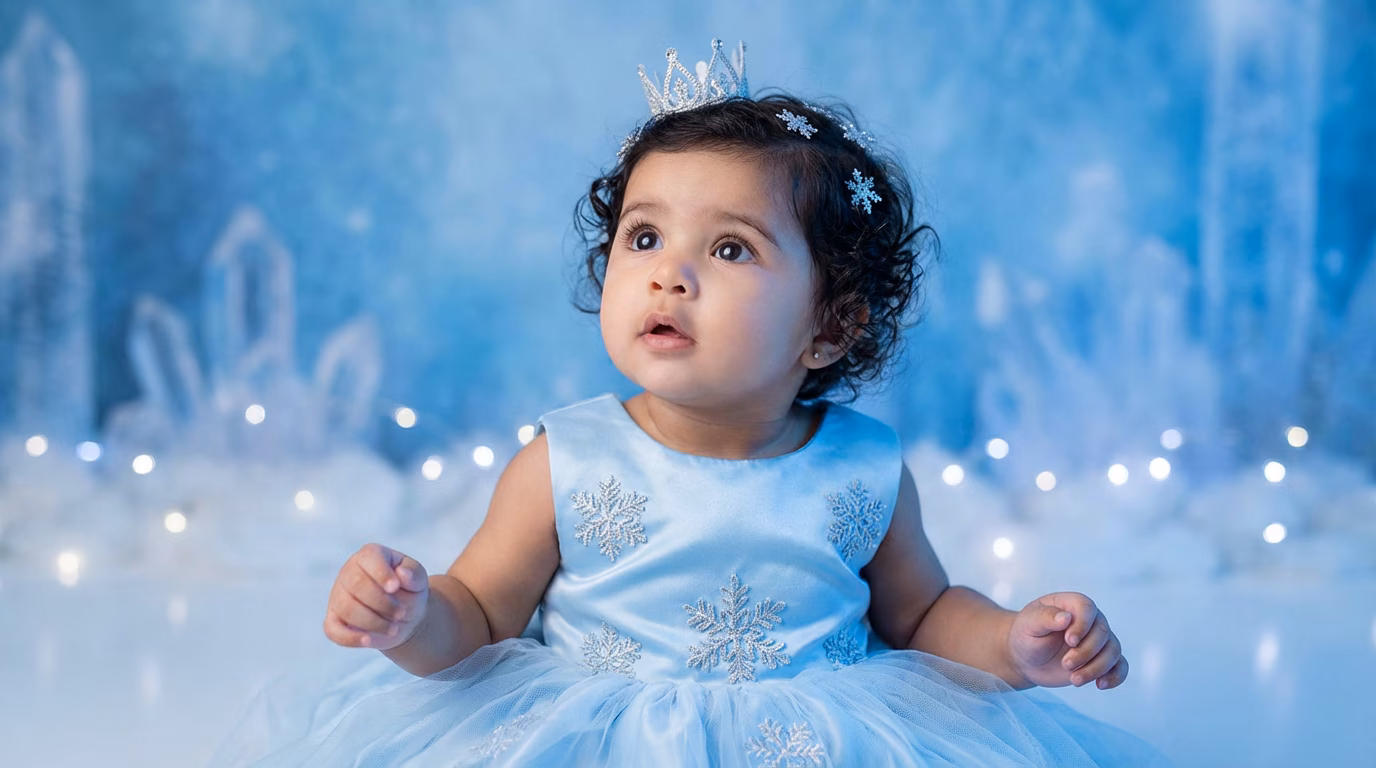 Gemini Christmas Baby Girl Portrait Prompt - Ice Princess Theme example