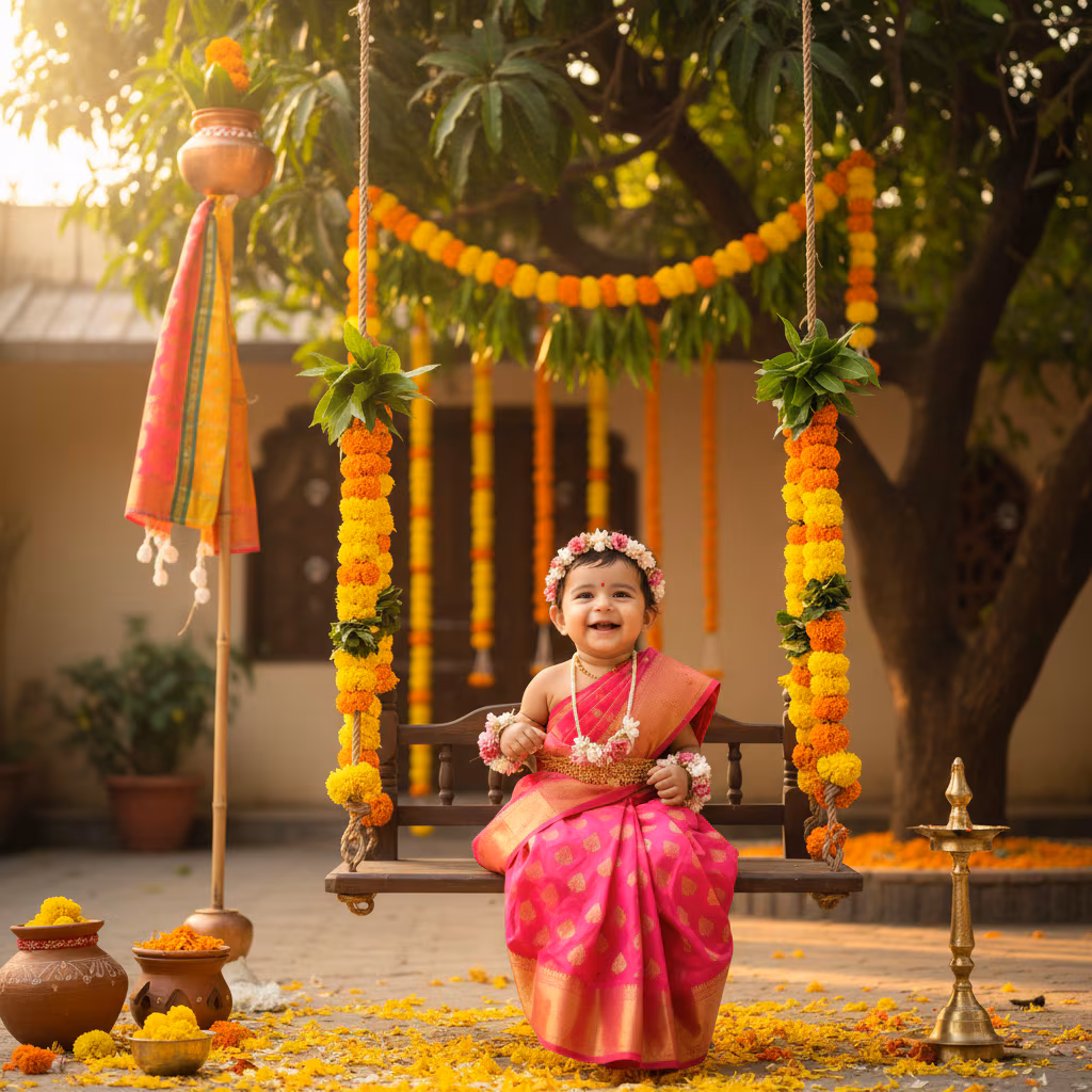 Baby Girl on Swing Gudi Padwa example