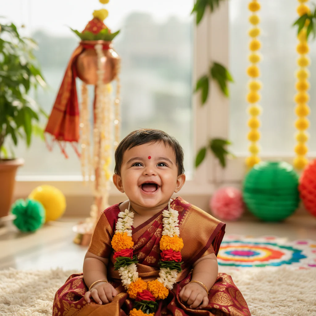 Close-Up Baby Girl Festive Portrait example