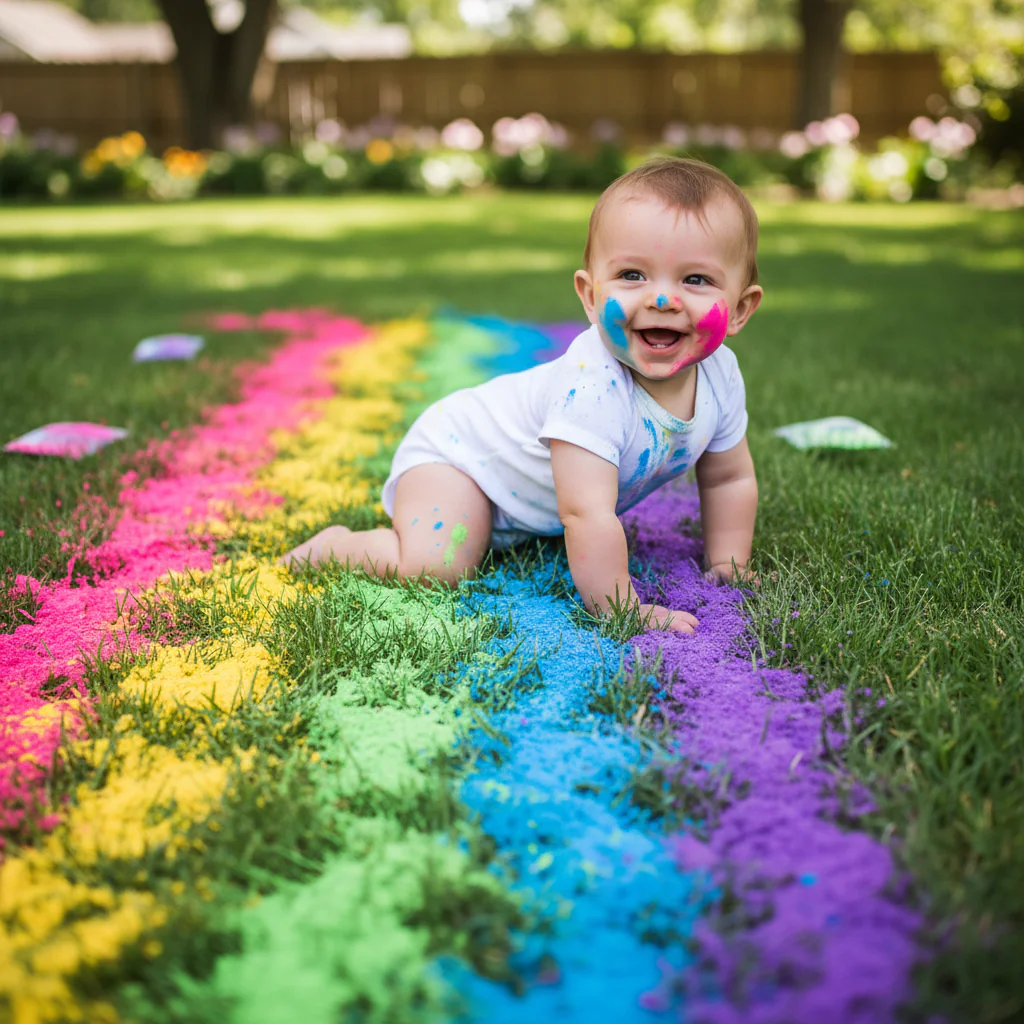Baby Crawling Through Holi Trail example