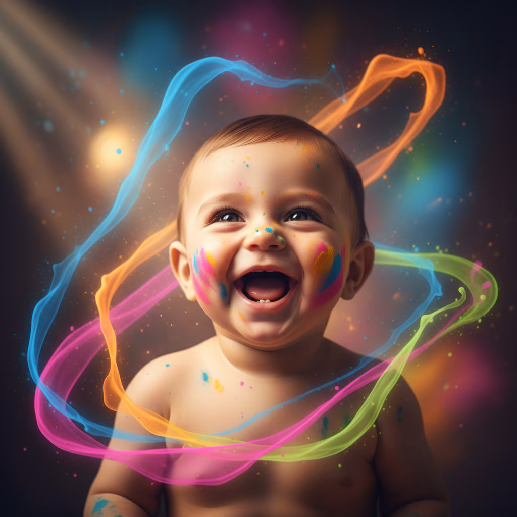 Cinematic Baby Holi Portrait example