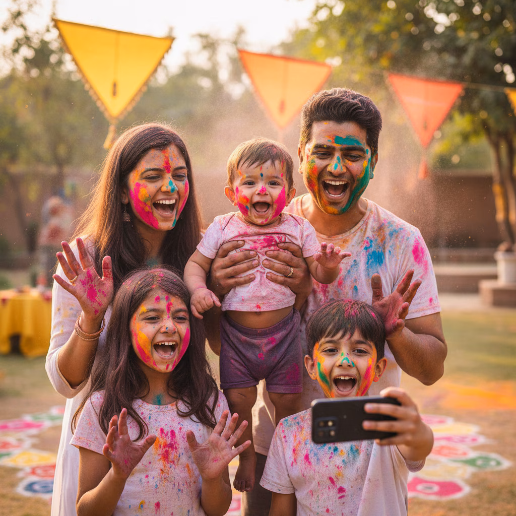 Festive Family Selfie with Baby example