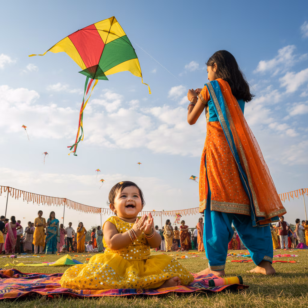 Baby Clapping as Sister Flies Kite example