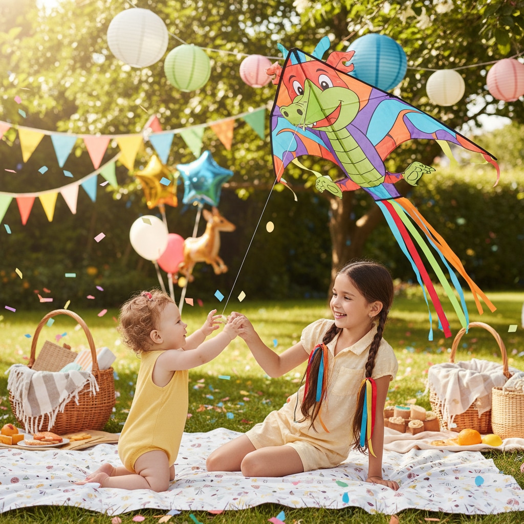 Baby Reaching for Colorful Kite example