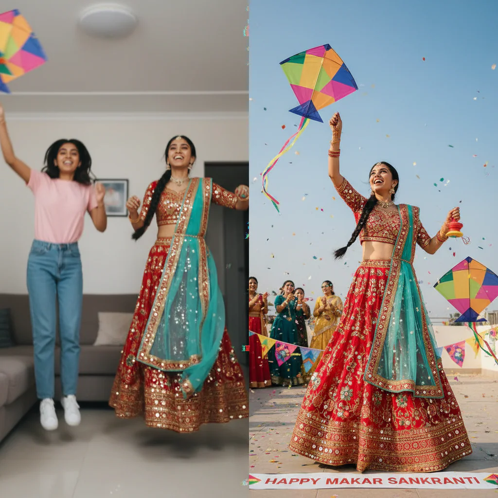 Transformation to Traditional Outfit example