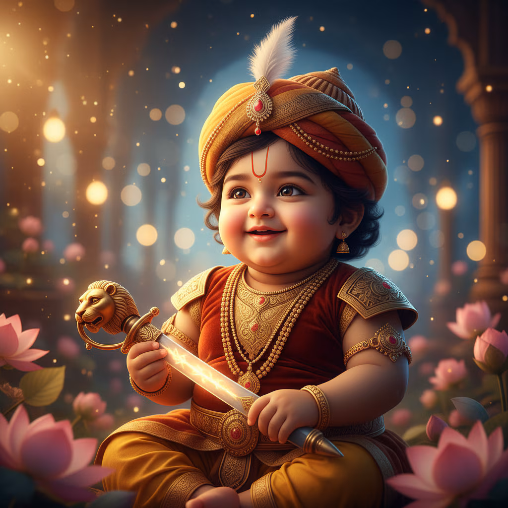 Baby Shivaji With Miniature Sword example