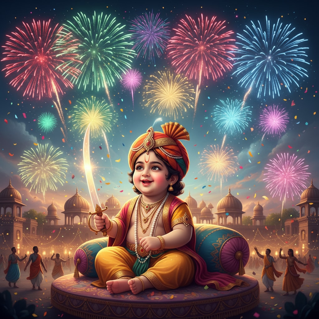 Festive Illustration Of Baby Shivaji Maharaj example