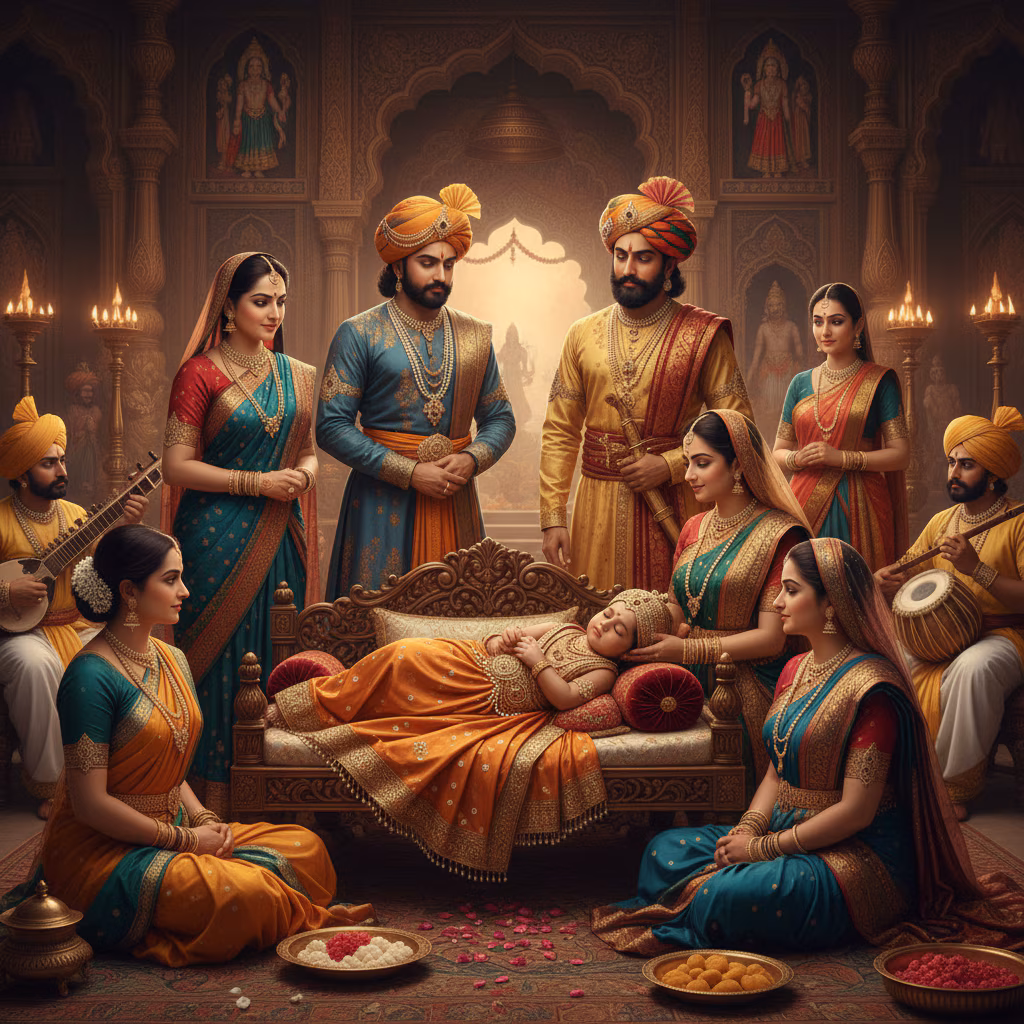 Newborn Shivaji Maharaj In Royal Silk example