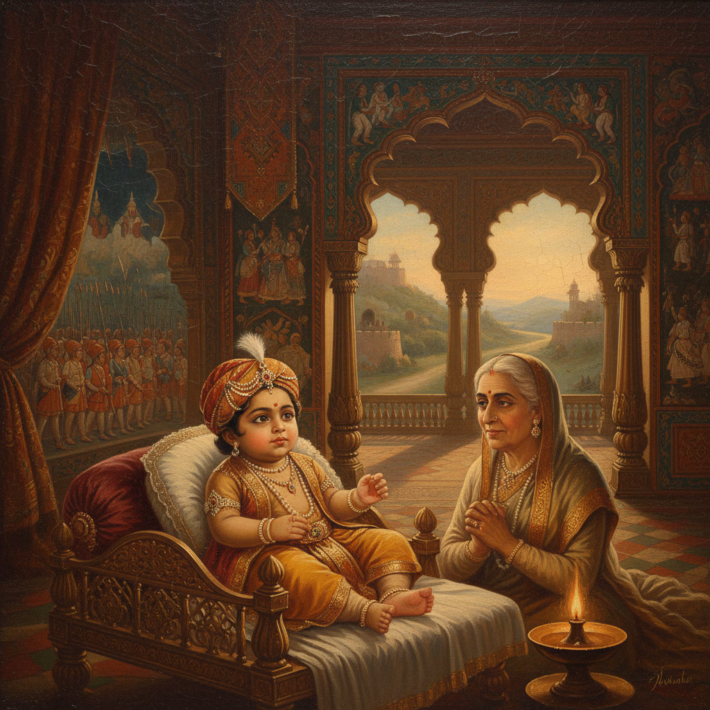 Vintage Painting Of Baby Shivaji Maharaj example