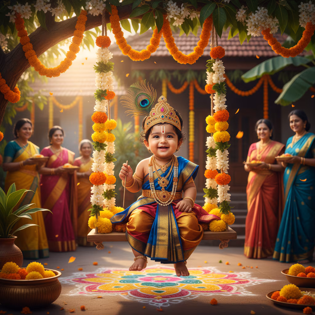 Deity-Inspired Baby on Swing example